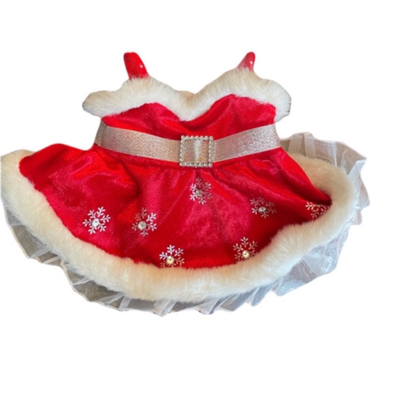 ❤️ BUILD A BEAR RED & WHITE HOLIDAY CHRISTMAS DRESS - Picture 1 of 4